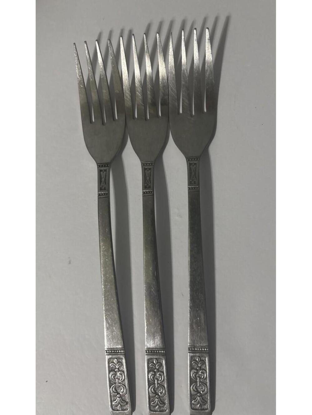 Korea Imperial Stainless Steel Long Forks Set of 3 Made In Korea Vintage 7.5”